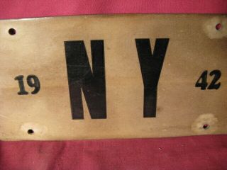 Rare WW2 1942 Fiberboard York License Plate 3