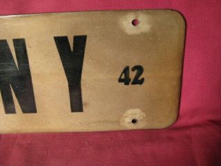 Rare WW2 1942 Fiberboard York License Plate 4