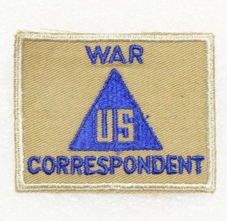 Army Patch: Civilian In Uniform - War Correspondent (wwii Era On Khaki)