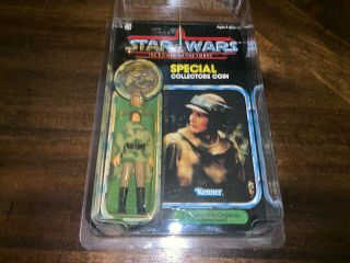 Vintage Star Wars 1985 Princess Leia Combat Poncho Potf 92 Card Back Moc
