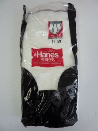 3 Pack - Vintage 1979 Hanes Mens Briefs White 100 Cotton Size 36 - Nos