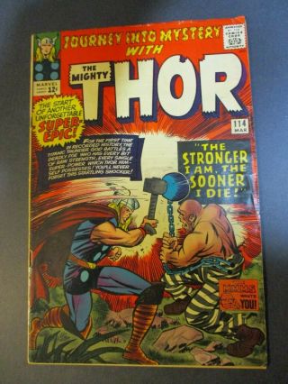 Marvel Comics Journey Into Mystery 114 Thor W/ Absorbing Man 1965 Vintage Comic