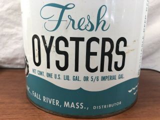 Vintage Antique Queen’s Choice Oysters Old Advertising Tin Can Falls River,  MA. 4