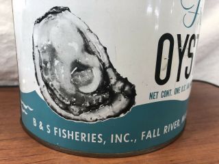 Vintage Antique Queen’s Choice Oysters Old Advertising Tin Can Falls River,  MA. 6