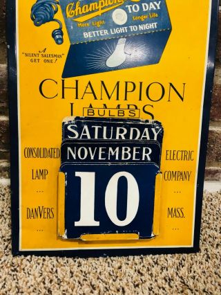 Early Vintage Champion Light Bulbs Tin Sign Not Porcelain 3