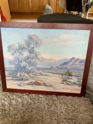 Vintage Framed Western Landscape Oil Painting On Canvas By Nevada Wilson