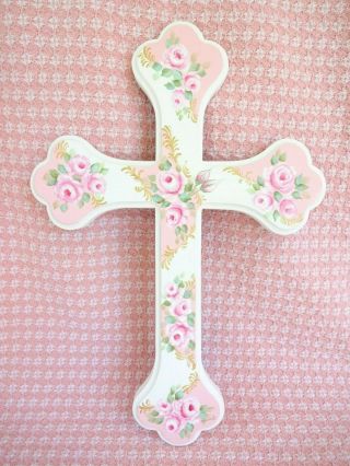 Bydas Most Lovely Rose Cross Ever Hp Hand Painted Chic Shabby Vintage Cottage