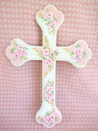 byDAS MOST LOVELY ROSE CROSS EVER hp hand painted chic shabby vintage cottage 2