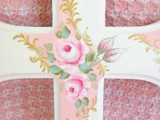 byDAS MOST LOVELY ROSE CROSS EVER hp hand painted chic shabby vintage cottage 6