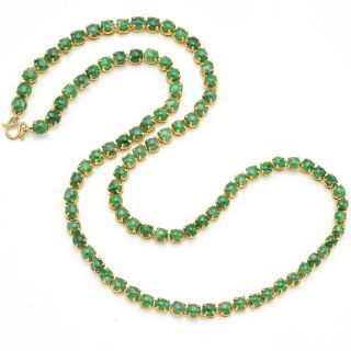 Vintage Gold Filled Green Jade Infinity Tennis Necklace 16.  4 Grams 19.  5 Inches