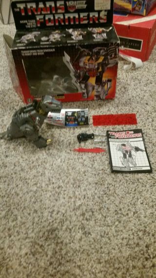 Vintage 1984 G1 Hasbro Transformers Dinobot Grimlock Near Complete W/ Box
