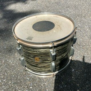 Vintage Ludwig Usa 8 " X 13 " Rack Tom Black Oyster Pearl 8x13 6 Lug Ringo Starr