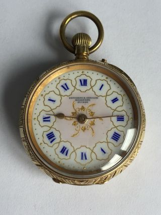 Antique Solid Silver Gilt Fattorini & Sons Pocket Fob Watch