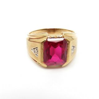 Nyjewel Vintage 14k Yellow Gold Ruby Diamond Ring Size 5.  75,  4.  8 Grams