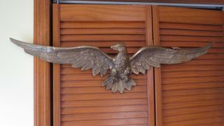 Vintage Large Brass American Patriot Bald Eagle Wall Hanging