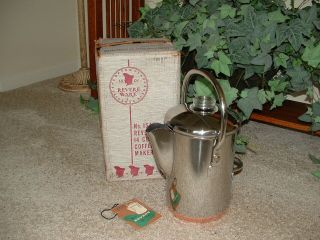Vintage Nos Revere Ware Copper Clad 14 Cup Coffee Percolator No.  1544 Rare
