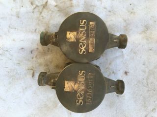 2 Brass Vintage Antique Steampunk Sensus Brass Water Meters 5/8 " Srii