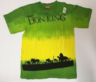 Vintage 90s Disney The Lion King Movie All Over Print Worn T - Shirt Adult Tye Dye