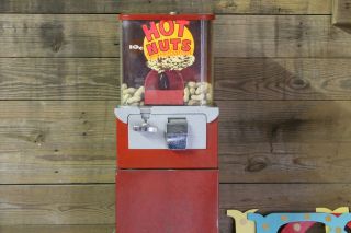 Vintage Hot Nuts Peanut Vending Machine with Red Light,  Coin Operated Arcade 2