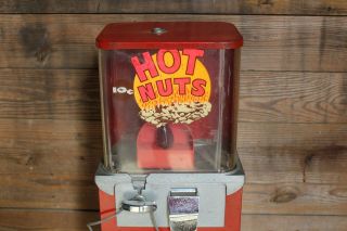 Vintage Hot Nuts Peanut Vending Machine with Red Light,  Coin Operated Arcade 3