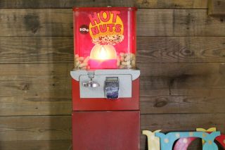 Vintage Hot Nuts Peanut Vending Machine with Red Light,  Coin Operated Arcade 5