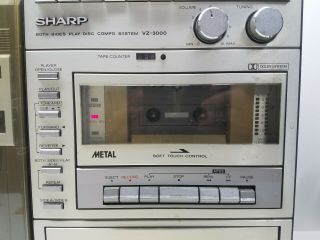 Vintage Sharp VZ - 3000 Vertical Linear Combo Turntable Record Player Boom Box 4