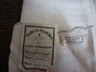 Vintage Madeira Hand Embroidered Set of 2 Pillowcases Pastel w/ Tags 4