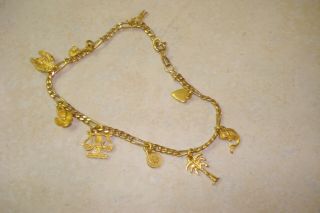 Vintage 18k Yellow Solid Gold Charm Bracelet Scrap Or Wear 7.  2 Gram