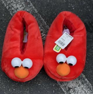 Vintage 1997 Adult Sesamme Street Elmo Slippers Size L 9/10 With Tags