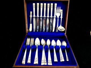 1936 Oneida Community Coronation 49 Piece Silverplate Flatware W/iced Tea Spoons