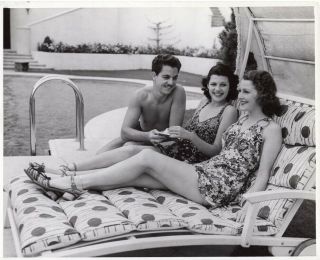 Rita Hayworth Vintage Photo Julie Bishop Bob Hoover Sunset Plaza Pool