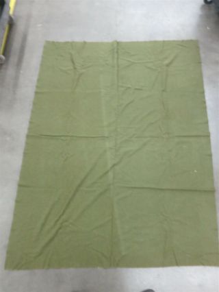 Vintage 82x63 " 100 Wool Us Military Surplus Blanket Drab Green