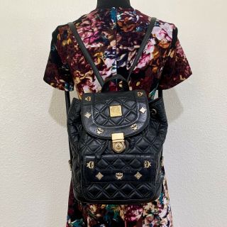 Mcm Vintage Mini Black Leather Backpack Authentic