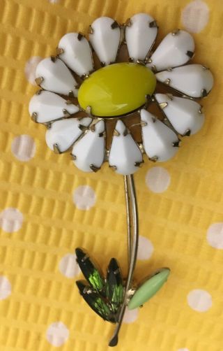 Schreiner Ny Daisy Flower Pin Brooch 1960’s Vintage