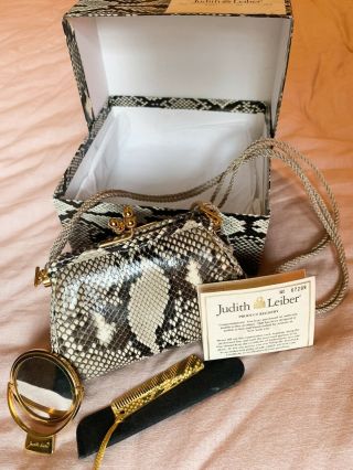 Judith Leiber Vintage Python Snakeskin Clutch Purse Handbag