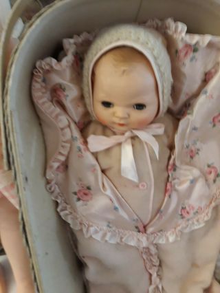 Effanbee Vintage PlayPal size1959 Mary Jane and Infant Toodles and Bassinet 3