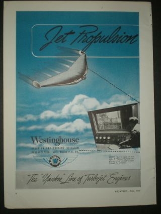 1946 FUTURE AIRPLANE FUTURISTIC PLANE WWII vtg WESTINGHOUSE Trade art print ad 2