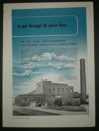 1946 FUTURE AIRPLANE FUTURISTIC PLANE WWII vtg WESTINGHOUSE Trade art print ad 3
