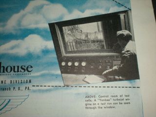 1946 FUTURE AIRPLANE FUTURISTIC PLANE WWII vtg WESTINGHOUSE Trade art print ad 5