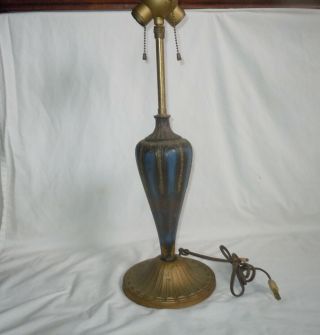 Vtg E.  M.  & Co Edward Miller Art Nouveau Slag Glass Lamp Base 4ur Restoration