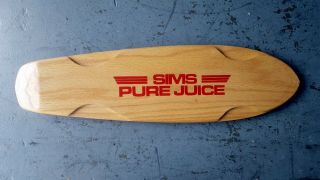 Vintage 70s Sims Routered Oak Skateboard Deck 25 " Pure Juice Wedge Tail Nos