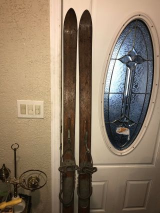 Vintage/wooden Skis 78” Long Chalet Decor Antique Log Cabin