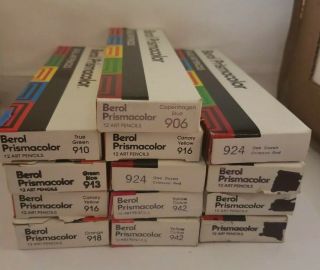 Vintage Berol Prismacolor 130 Color Art Pencils With Boxes Eagle Thick