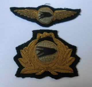 Airway Airline Bullion Cap Badge & Pilots Wing Vintage Insignia Ma Or Am