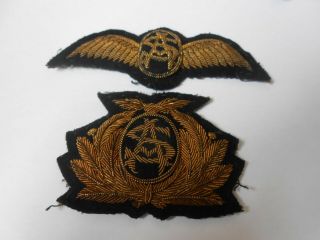 Airway Airline Bullion Cap Badge & Pilots Wing Vintage Insignia Sa Or As