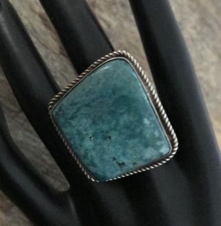Vintage Native American Old Pawn Sterling Silver Turquoise Ring.  Size 9.  Re