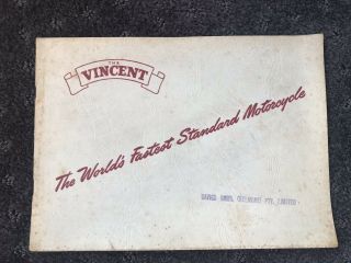 Vintage Vincent Hrd Sales Brochure Rapide Meteor Black Shadow Lightning