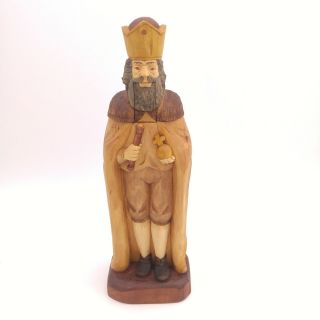 Vintage Wooden Nutcracker - Holy Man W/natural Finish Hand Carved - Erzgebirge