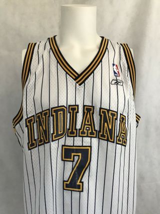 VTG Indiana Pacers Jermaine O ' Neal NBA White Pinstripe Sewn Reebok Jersey Sz XXL 2