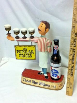 Pabst Blue Ribbon beer sign waiter guy statue cast metal vintage 1950s bartender 2